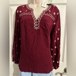 Burgundy Skies Are Blue Blouse Size Medium